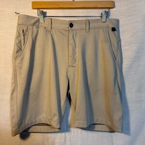 Halsey Sport Breakwater Stripe Golf Shorts Camel 33 9”